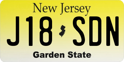 NJ license plate J18SDN