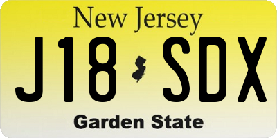 NJ license plate J18SDX