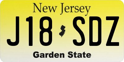 NJ license plate J18SDZ