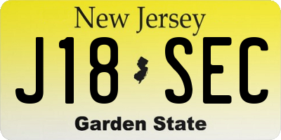 NJ license plate J18SEC