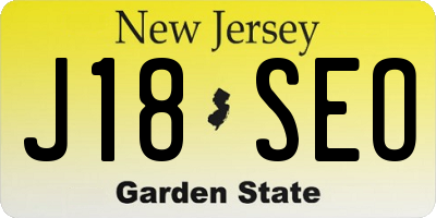 NJ license plate J18SEO