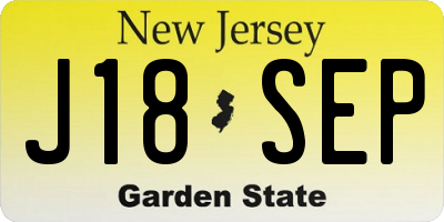 NJ license plate J18SEP