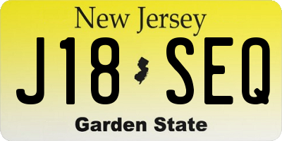 NJ license plate J18SEQ