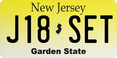 NJ license plate J18SET