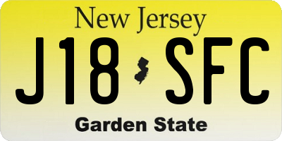 NJ license plate J18SFC