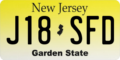 NJ license plate J18SFD