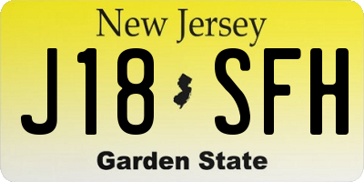 NJ license plate J18SFH