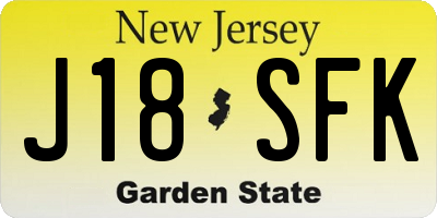 NJ license plate J18SFK