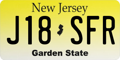 NJ license plate J18SFR