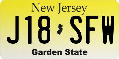 NJ license plate J18SFW