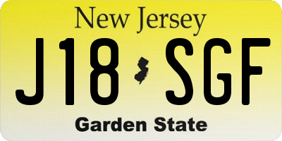 NJ license plate J18SGF