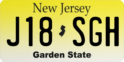 NJ license plate J18SGH