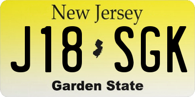 NJ license plate J18SGK