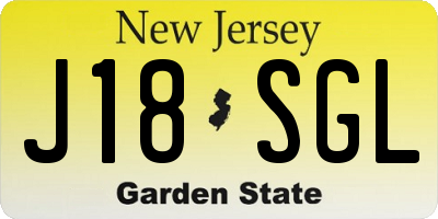 NJ license plate J18SGL