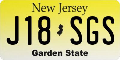 NJ license plate J18SGS