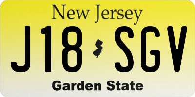 NJ license plate J18SGV
