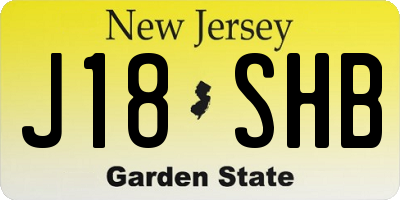 NJ license plate J18SHB