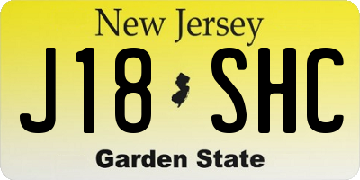 NJ license plate J18SHC
