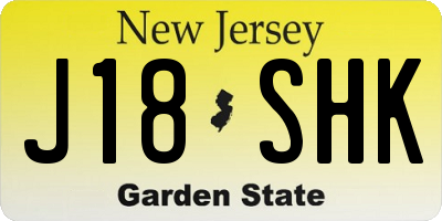 NJ license plate J18SHK