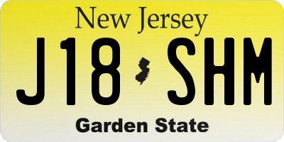 NJ license plate J18SHM