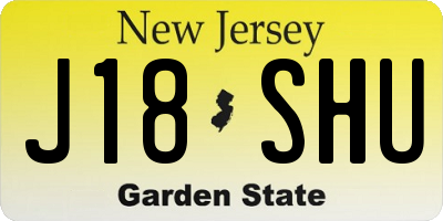 NJ license plate J18SHU