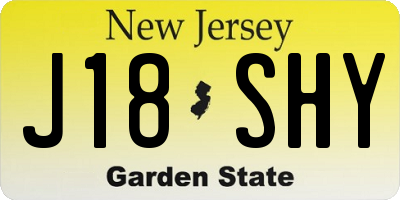 NJ license plate J18SHY