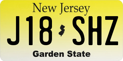 NJ license plate J18SHZ