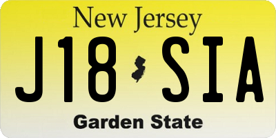 NJ license plate J18SIA