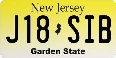 NJ license plate J18SIB