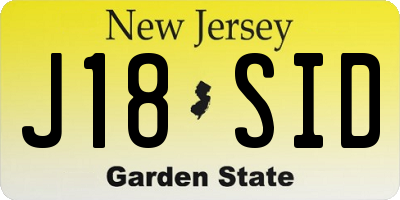 NJ license plate J18SID
