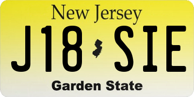NJ license plate J18SIE