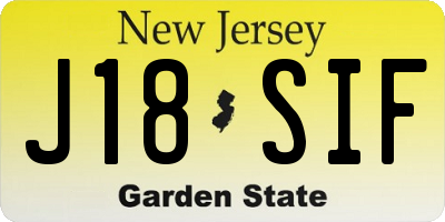 NJ license plate J18SIF