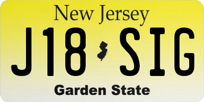 NJ license plate J18SIG