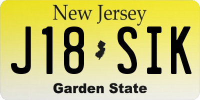 NJ license plate J18SIK