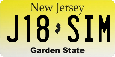 NJ license plate J18SIM