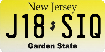 NJ license plate J18SIQ