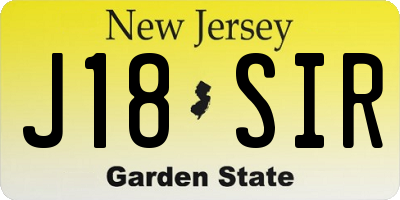 NJ license plate J18SIR