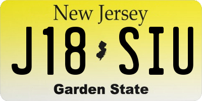 NJ license plate J18SIU