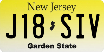 NJ license plate J18SIV
