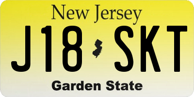 NJ license plate J18SKT