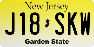 NJ license plate J18SKW