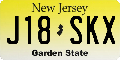 NJ license plate J18SKX