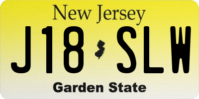 NJ license plate J18SLW