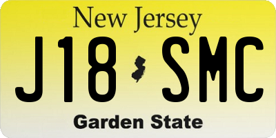 NJ license plate J18SMC