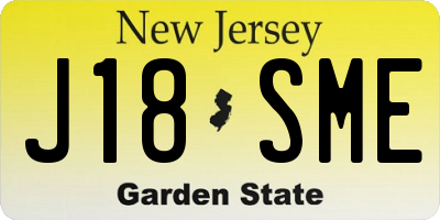 NJ license plate J18SME