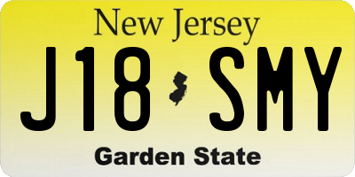 NJ license plate J18SMY