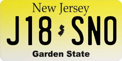 NJ license plate J18SNO