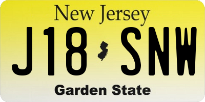 NJ license plate J18SNW