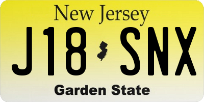 NJ license plate J18SNX