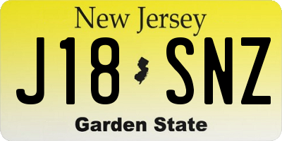 NJ license plate J18SNZ